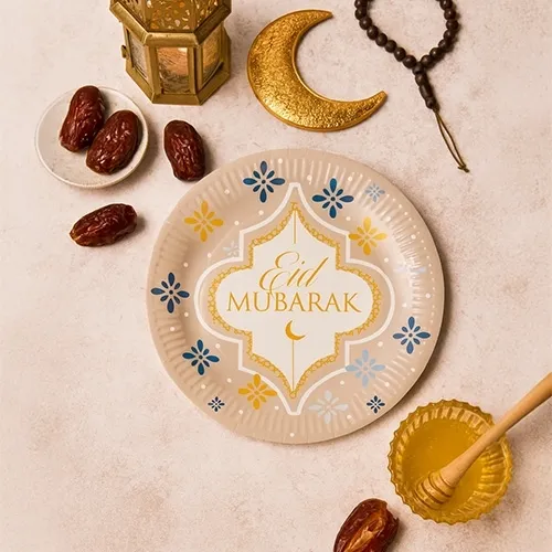 platte, eid mubarak, designplatte, dateierling, honig