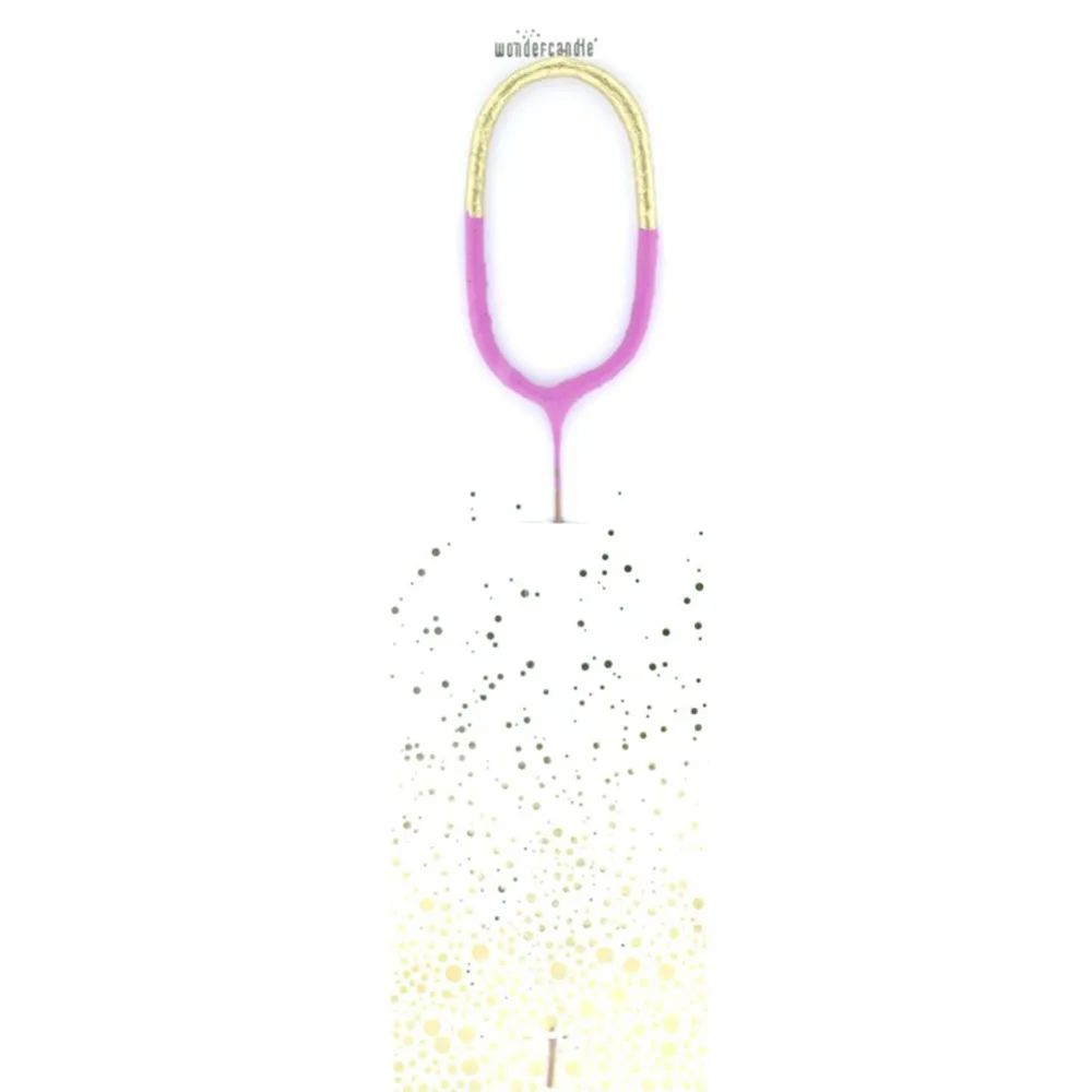 Wunderkerze Zahl "0" Gold/Pink