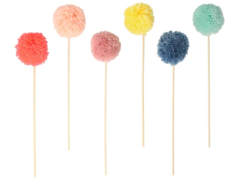 Meri Meri - 6 Cake Topper "Pompoms", bunt
