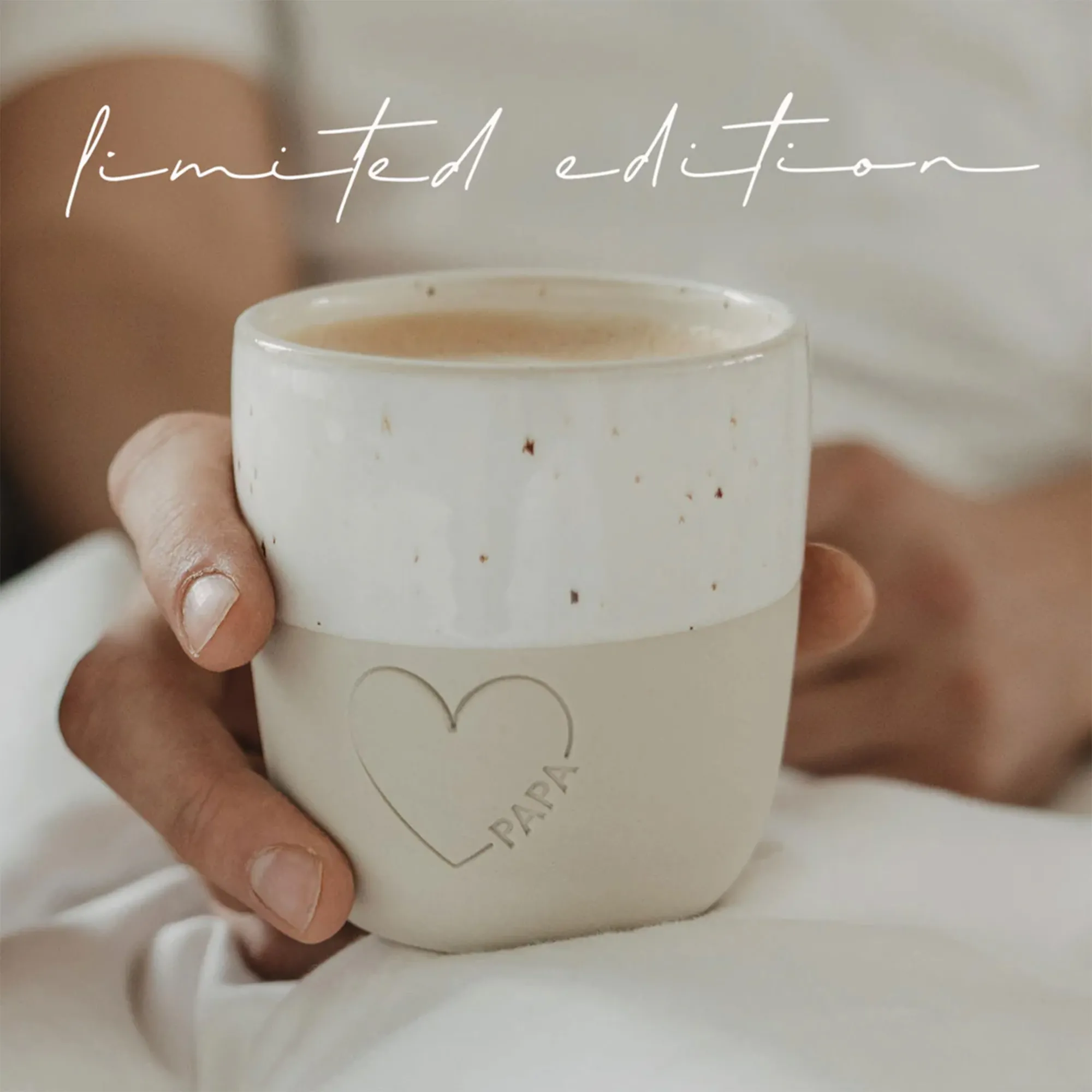 Kaffeebecher, Becher, Keramik, Herzlogo, PAPA