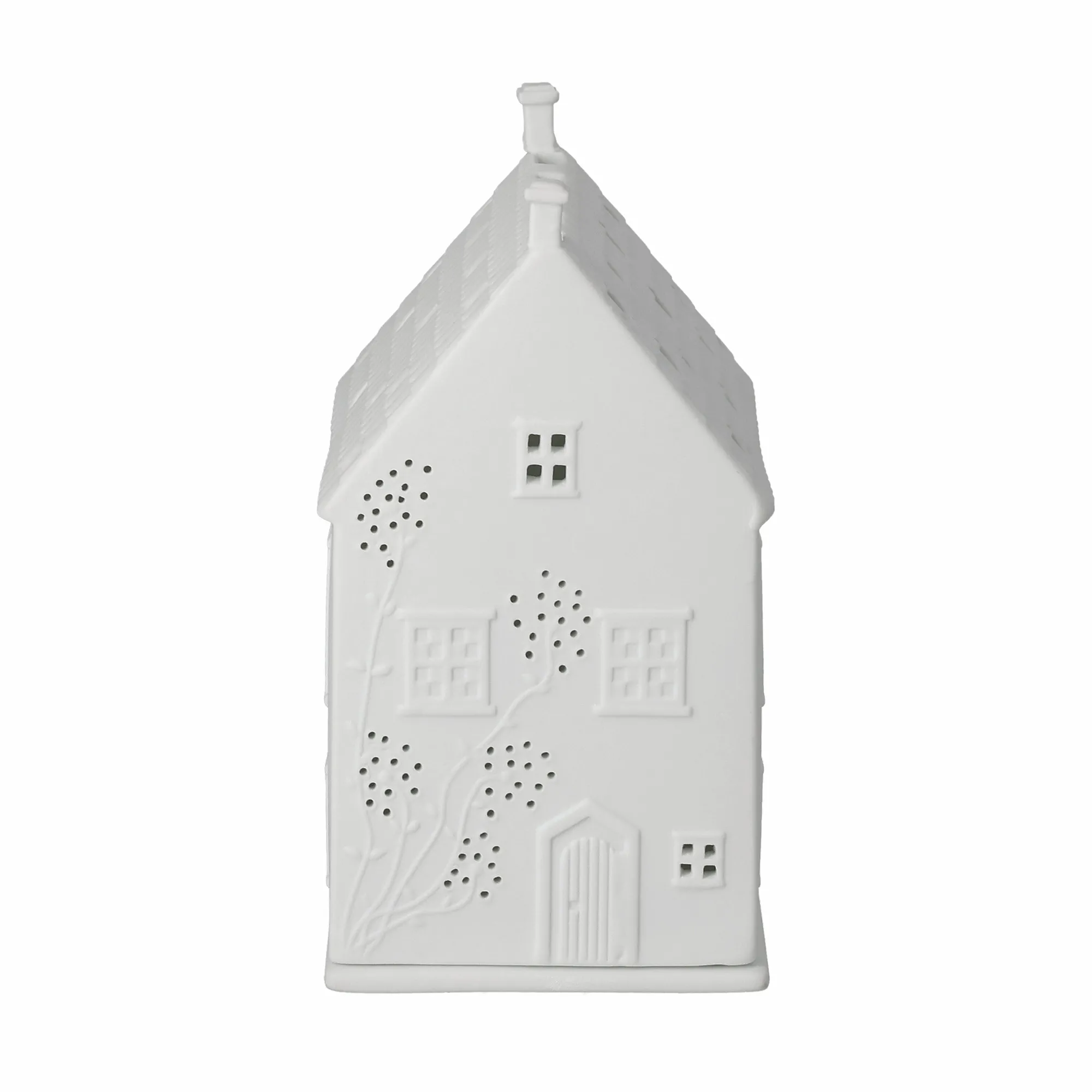 Hausfigur, Keramikfigur, Dekohaus, Porzellan, weiße Figur