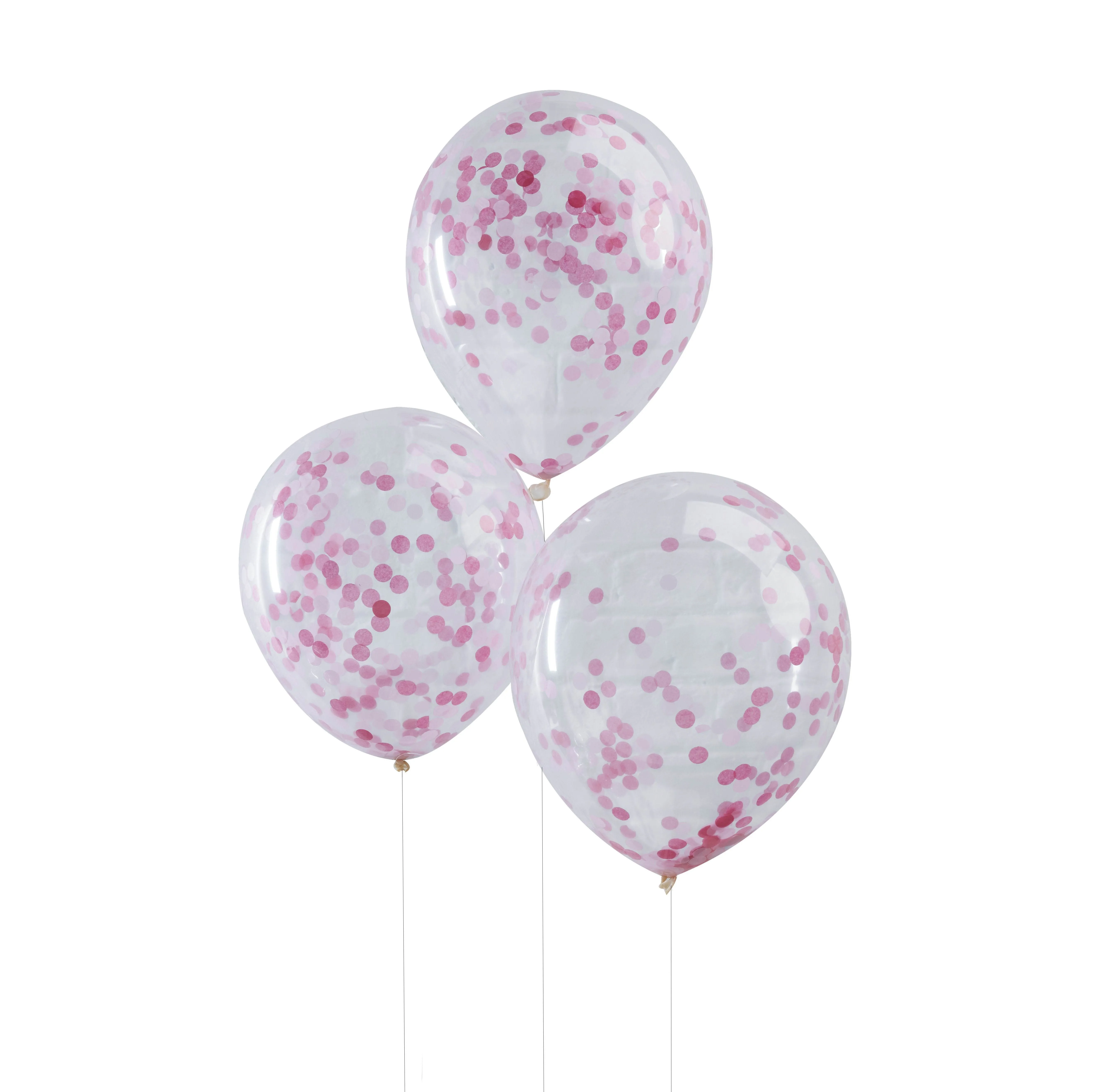 Pick and Mix - 5 Latexballons mit pinkem Konfetti Ø 30cm