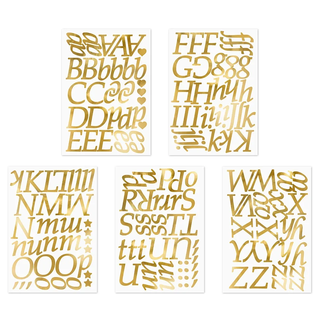 Alphabetaufkleber, Goldfolie, Buchstabenaufkleber, Großbuchstaben, Mustersatz