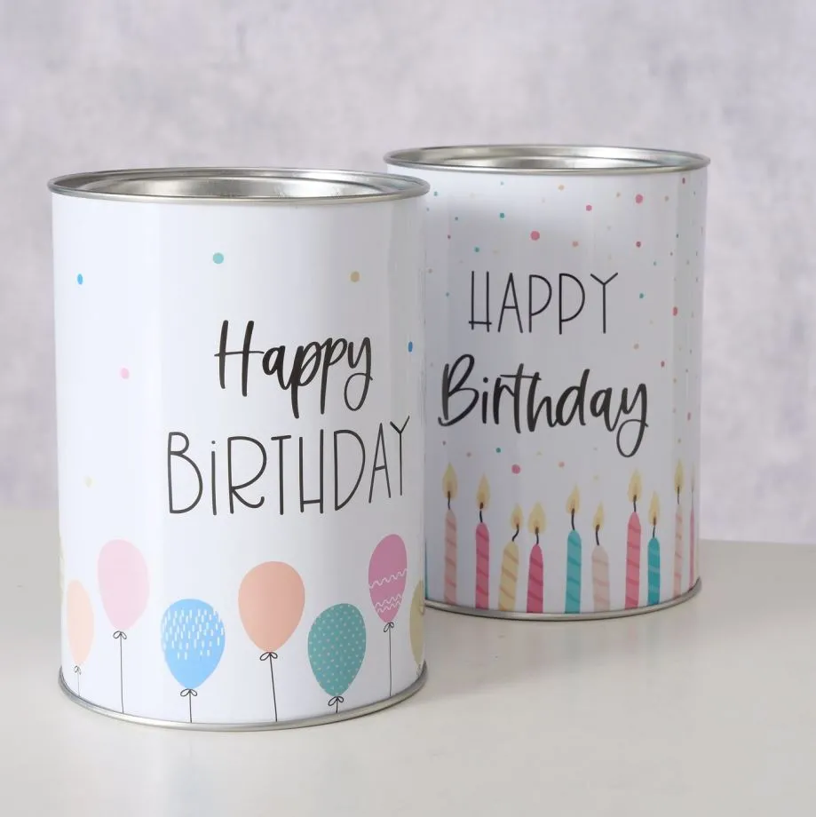 Blechspardose "Happy Birthday" Kerzen