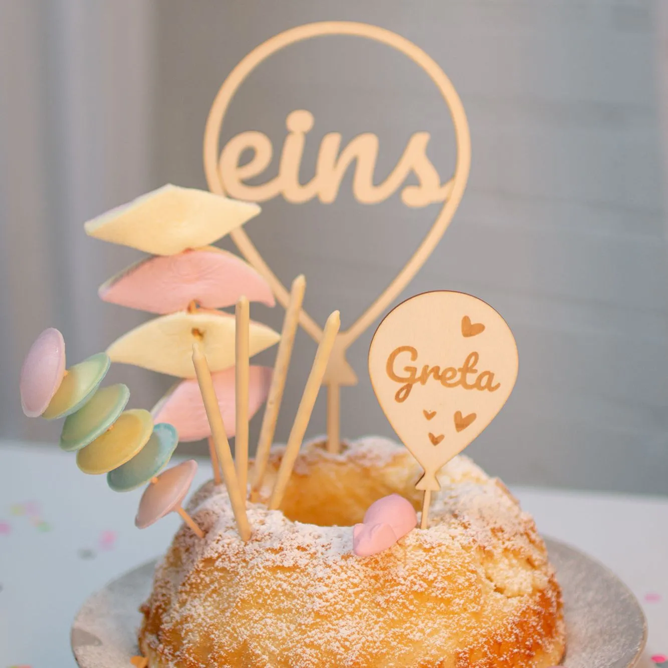 Cake Topper Ballon Herz  Set Zahl 1