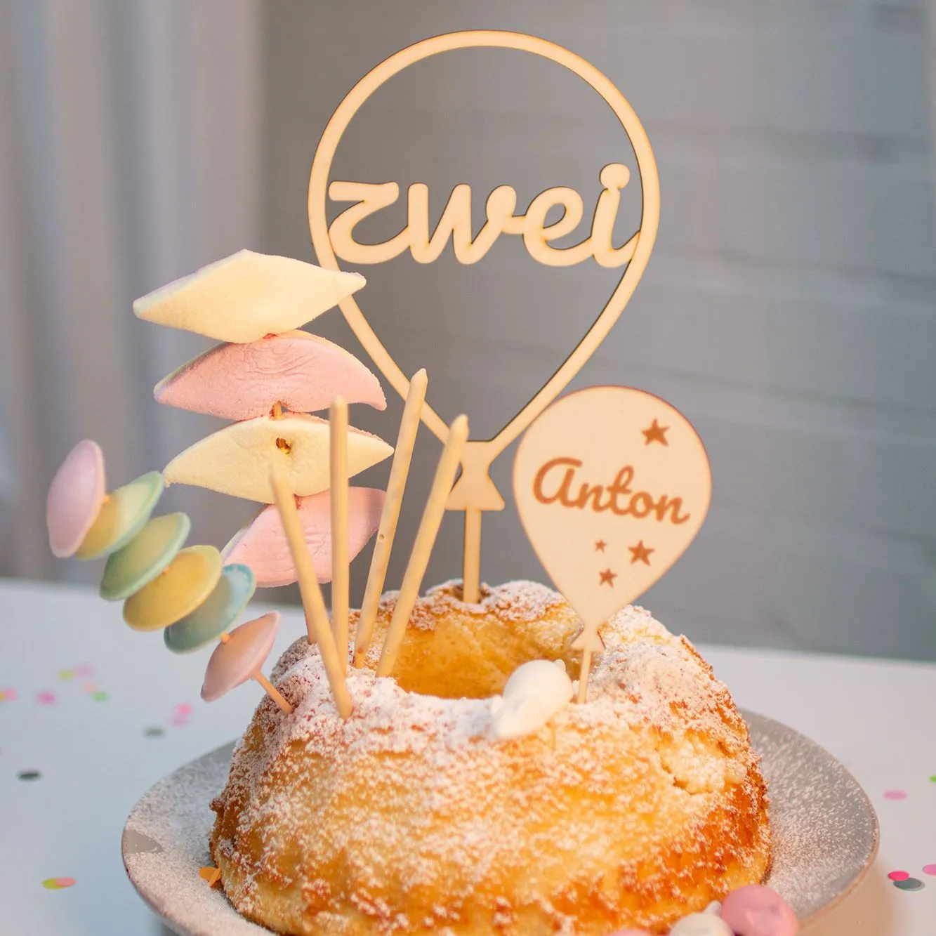 Cake Topper Ballon Stern Set Zahl 2