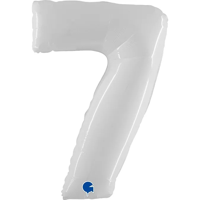 Folienballon Zahl 7 Shiny White 100cm/40"