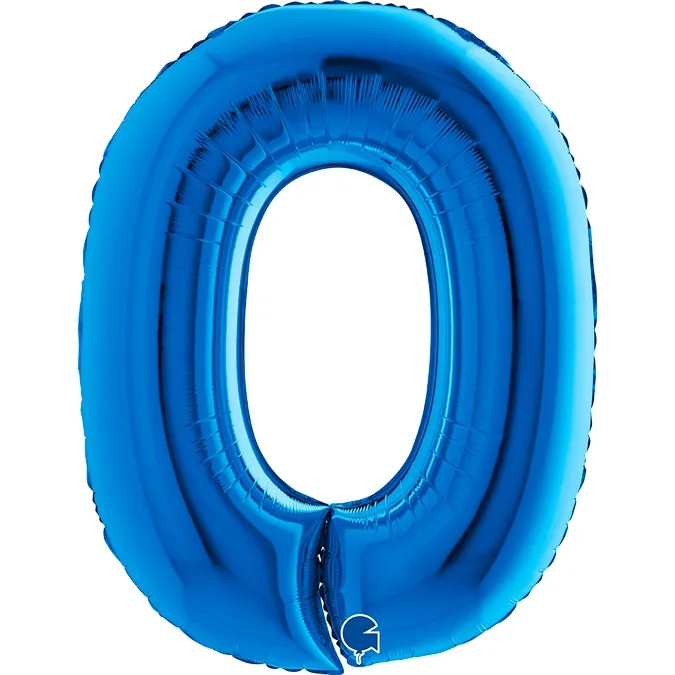 Folienballon Zahl 0 Blau 100cm
