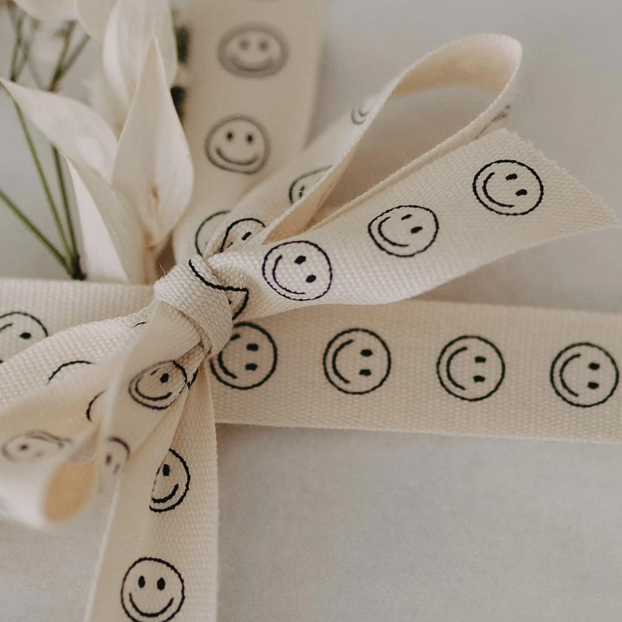 band, smiley muster, Beige Band, Geschenkband, Stoffband