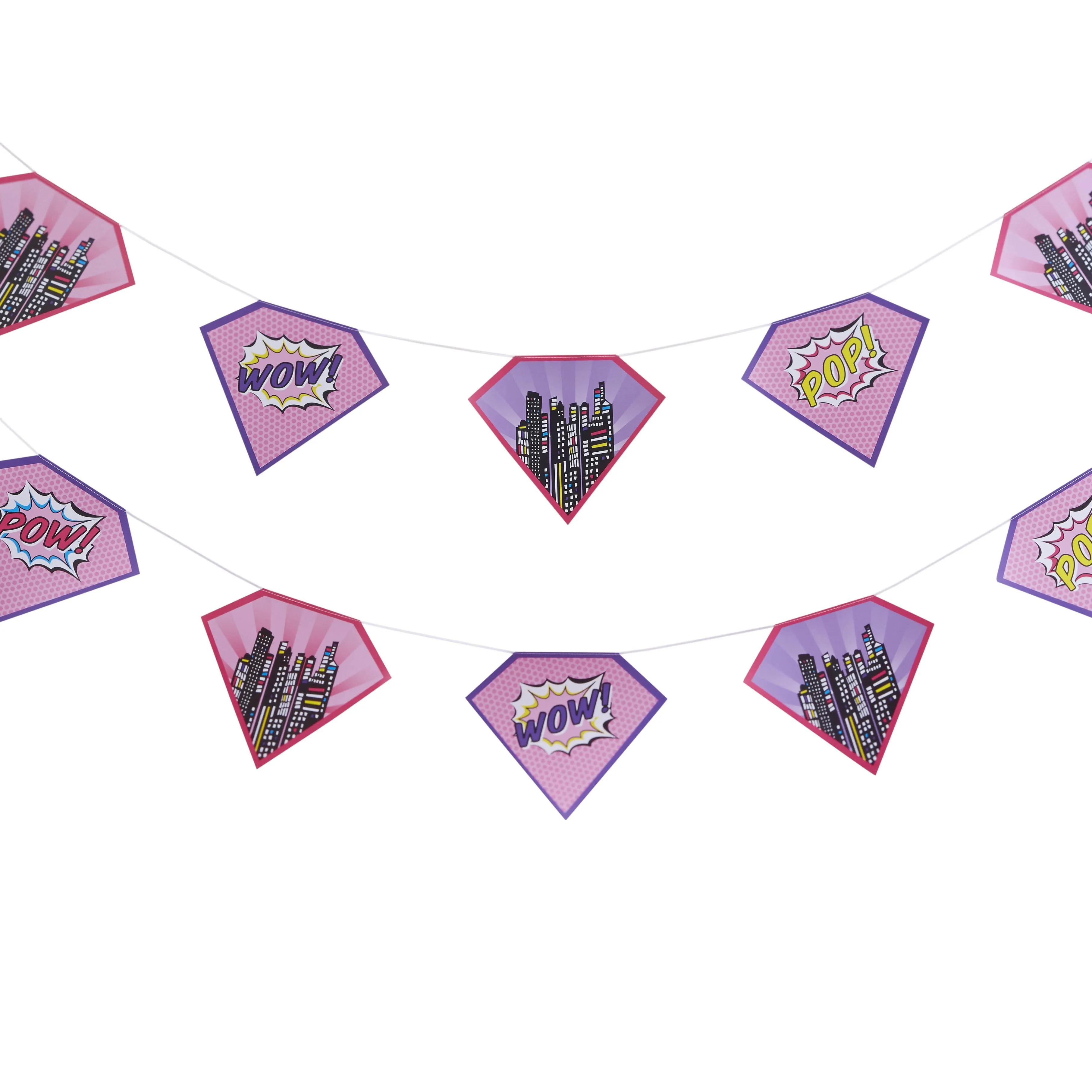 Pop Art Superhero Party Pink - Papiergirlande