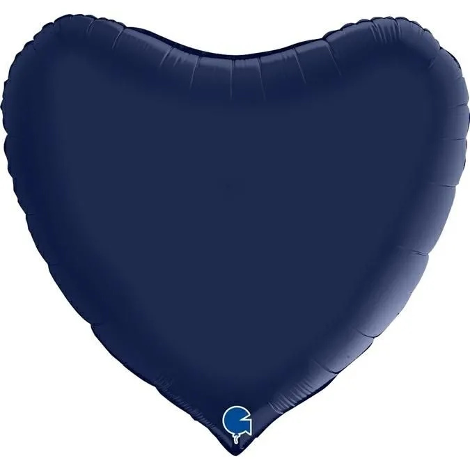 Folienballon "Herz" Satin Dunkelblau, 90cm