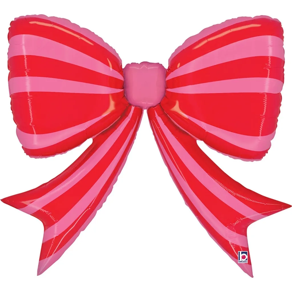 Folienballon "Gestreifte Rote Schleife" 104 cm