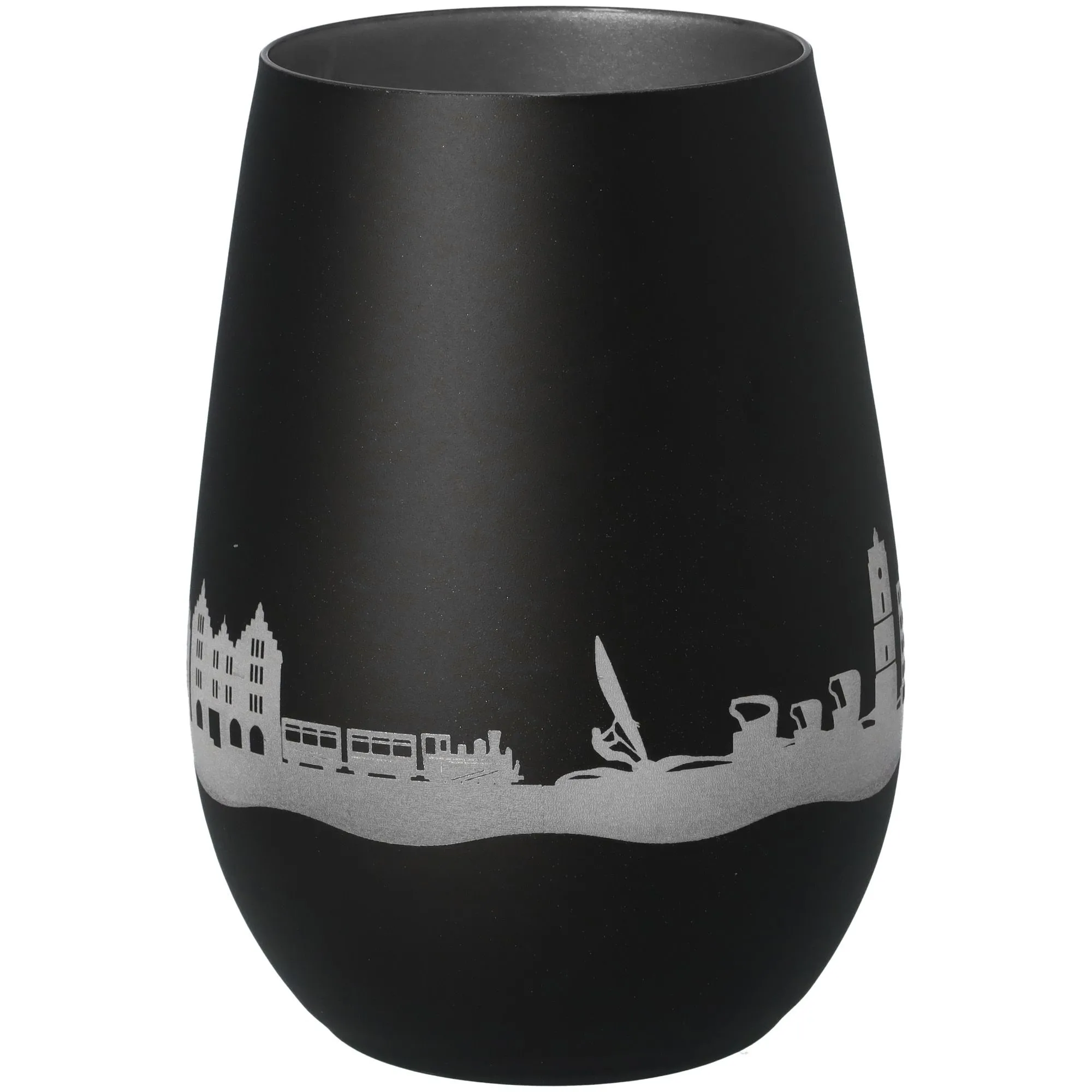 Windlicht Skyline Borkum Schwarz/Silber