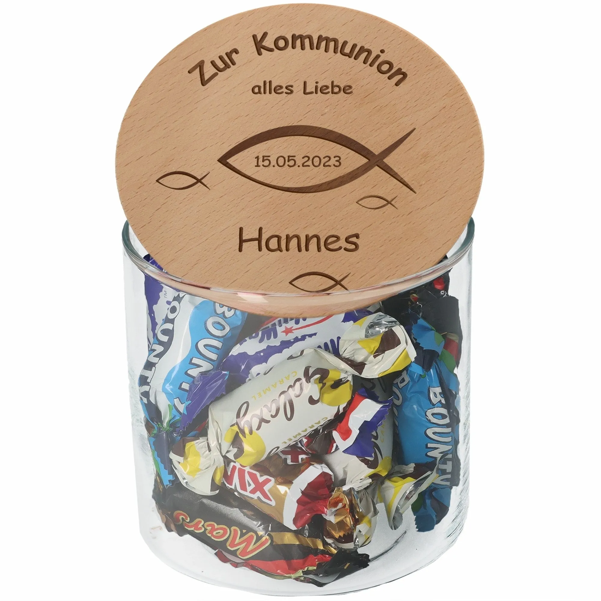 Geschenkglas Kommunion "Name & Datum" 530ml