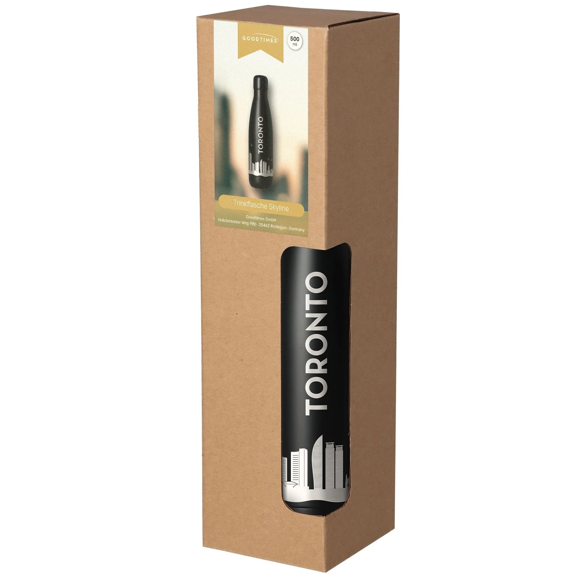  Trinkflasche, Schwarz, Toronto, Stahl, 500 ml