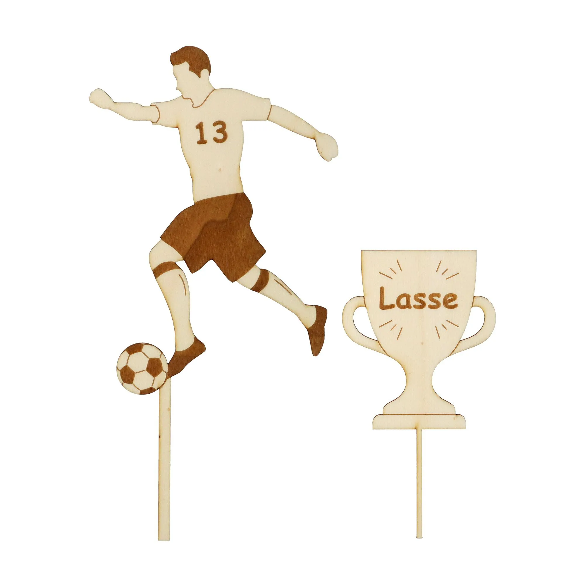 Cake Topper Fußball & Pokal "Name & Zahl" Set