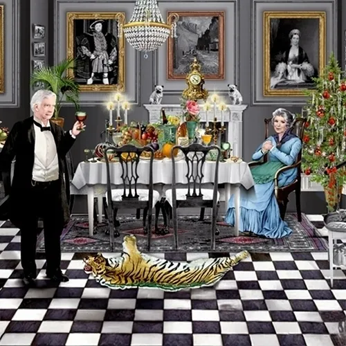 edelpokal, speisetafel, haushaltsspiel, großvater, katze tiger tigerstripes