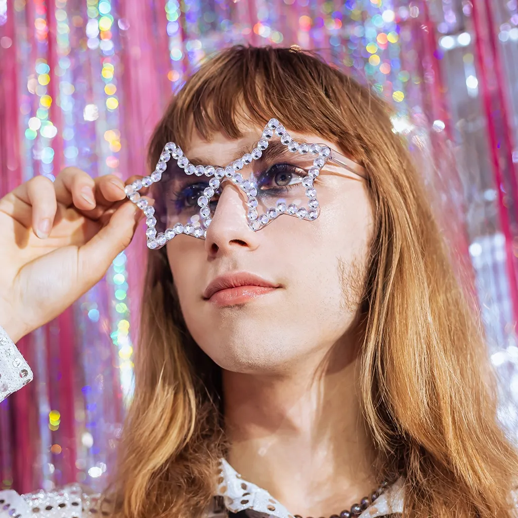 Brille "Sterne mit Strasssteinen" Silber