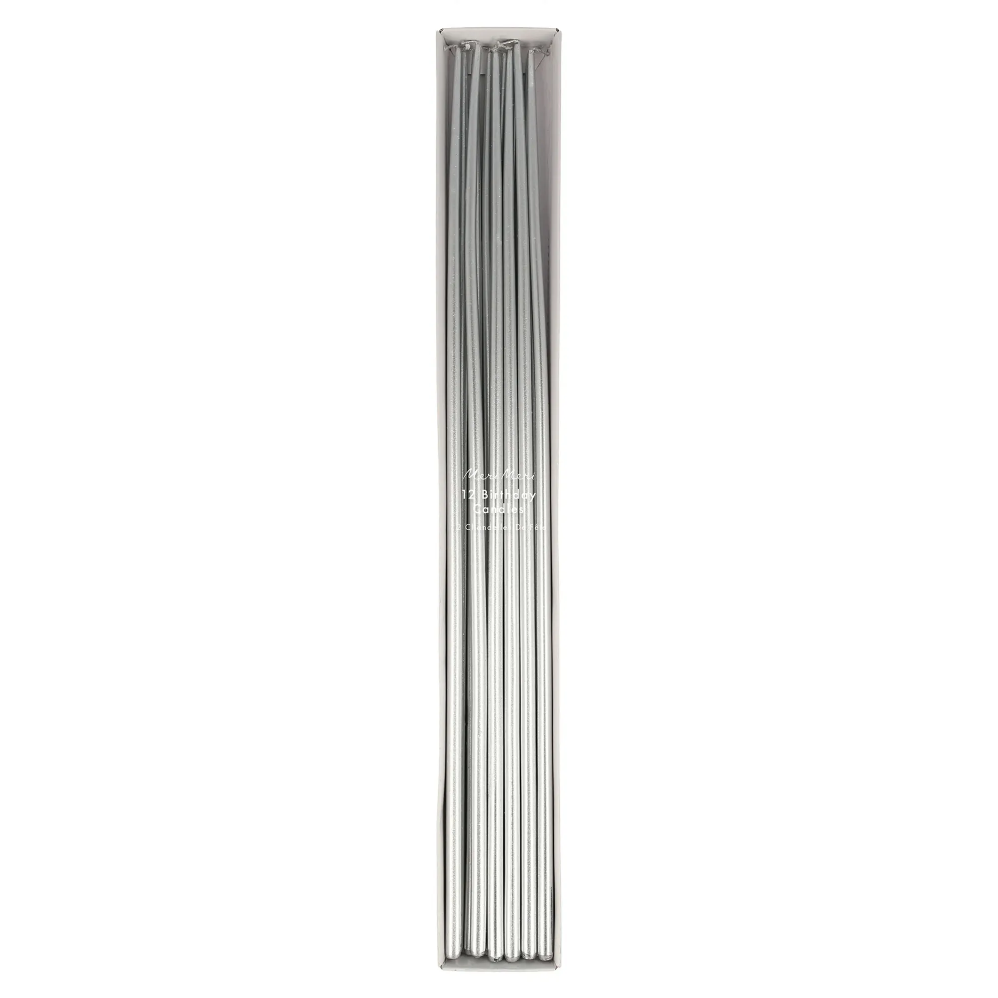 Meri Meri - 12 lange Geburtstagskerzen, Silber