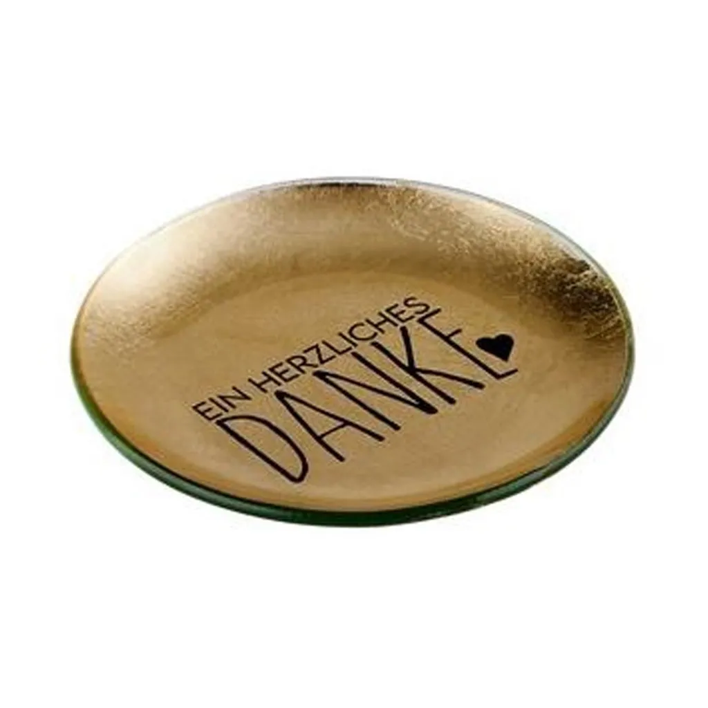 Glasteller "Ein herzliches Danke", Gold - S