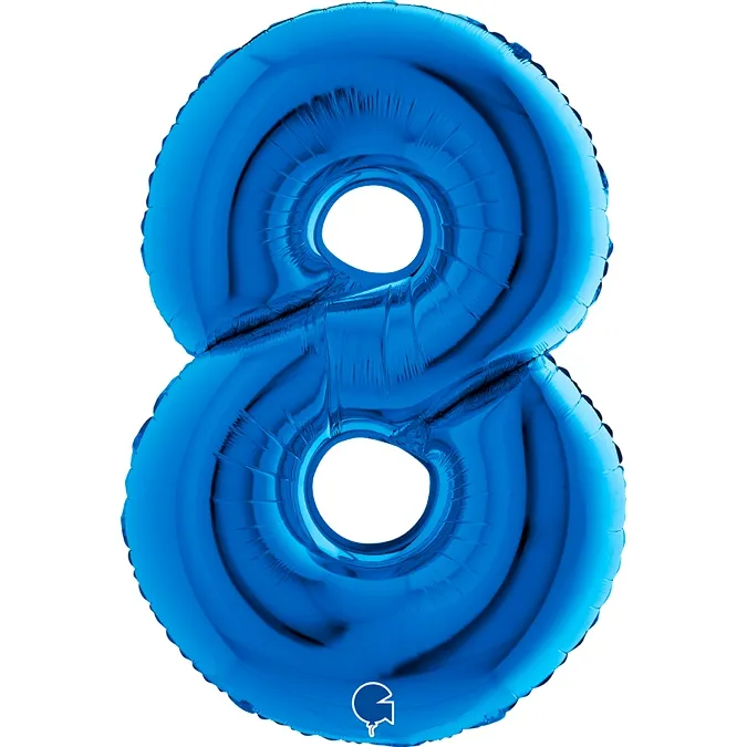 Folienballon Zahl 8 Blau 100cm