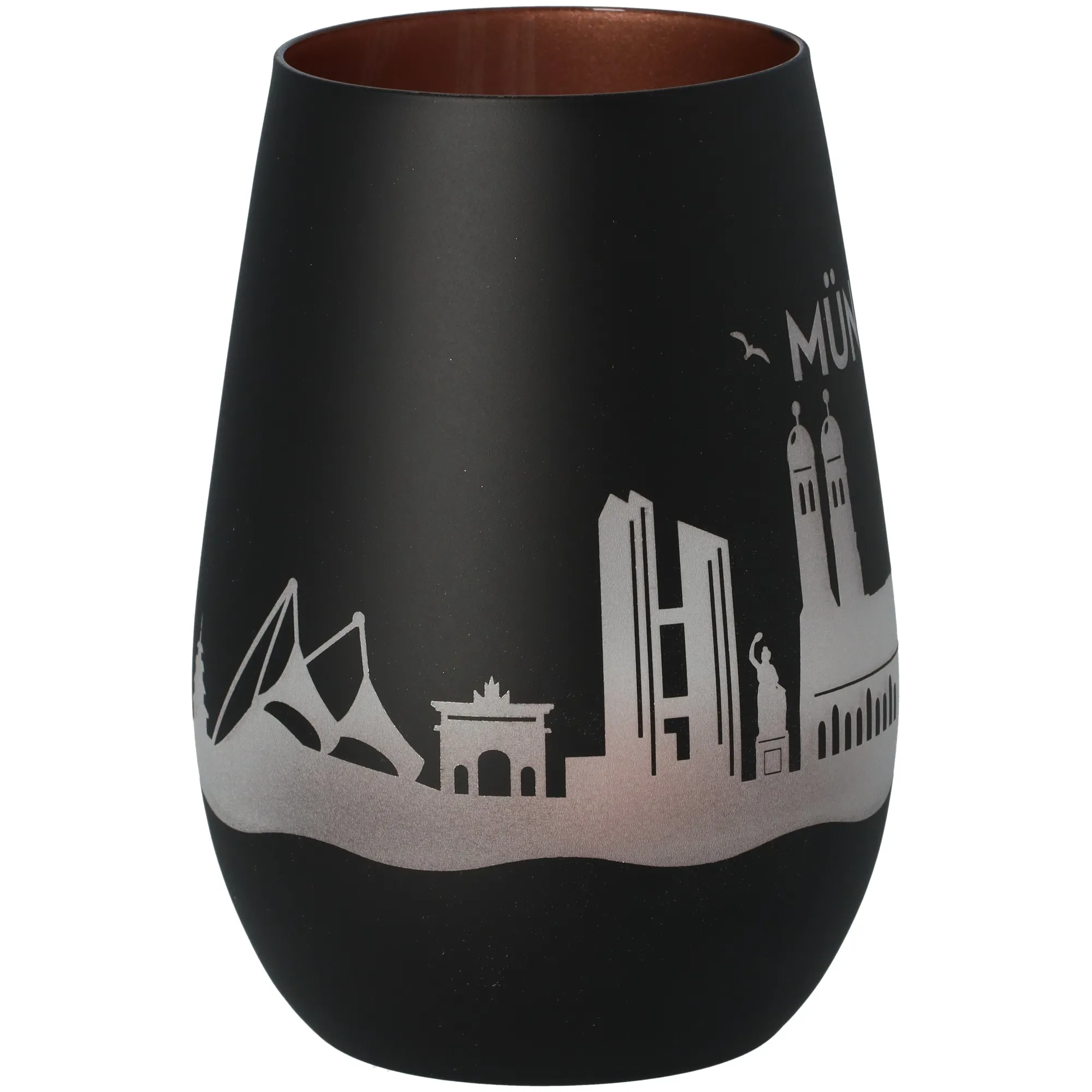 Windlicht Skyline München Schwarz/Bronze