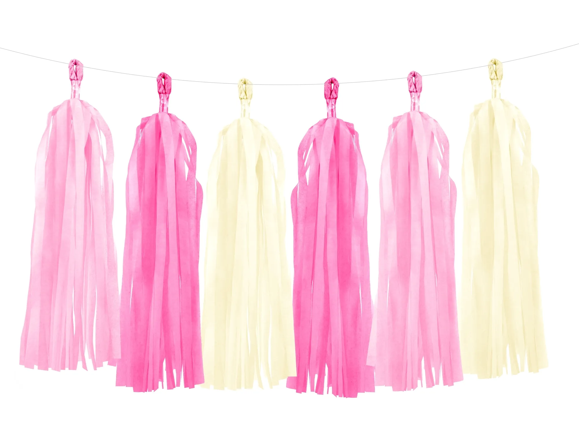 Tasselgirlande Pink, Rosa, Creme- 12 Tassel