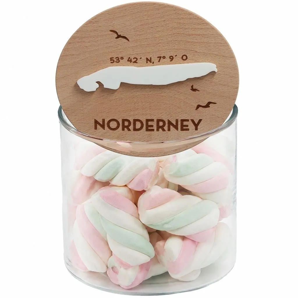Geschenkglas Skyline "Norderney Silhouette" Weiß 530 ml