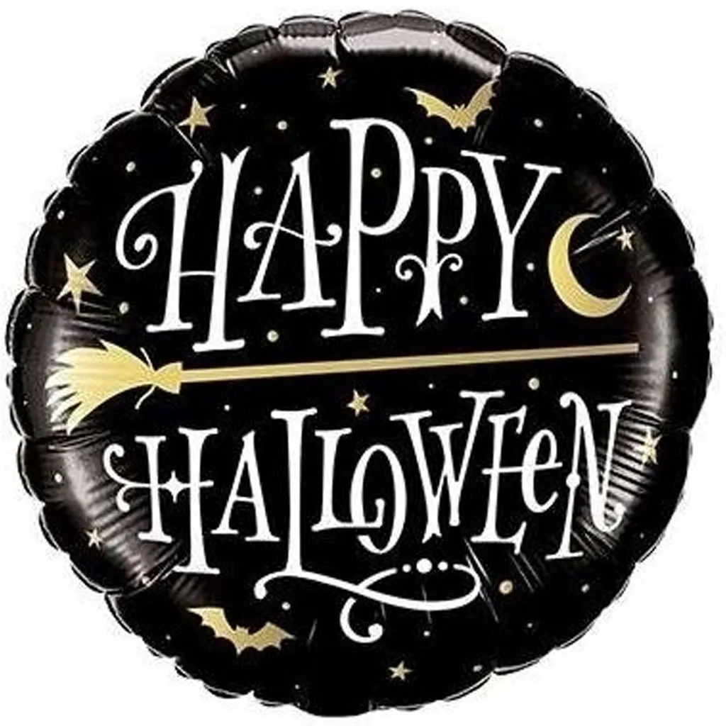 Balloon, Happy Halloween, Schwarz, Mond, Hexenbesen