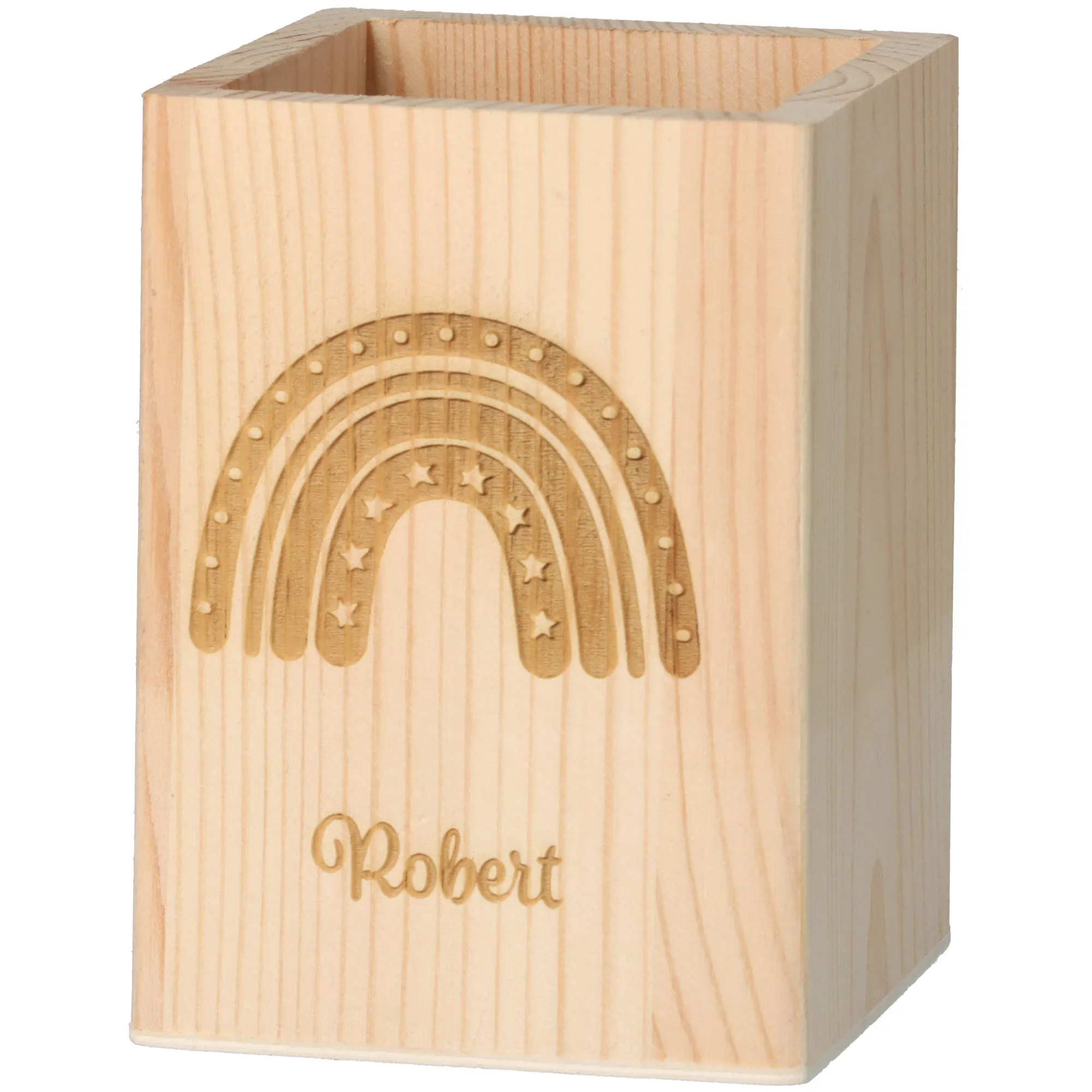 Stiftehalter Regenbogen Stern "Name" 11cm x 8cm x 8cm