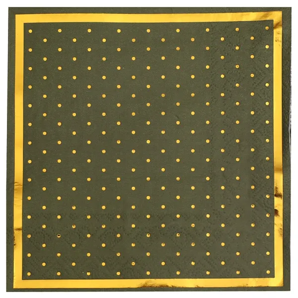 20 Servietten Olivgrün/Gold