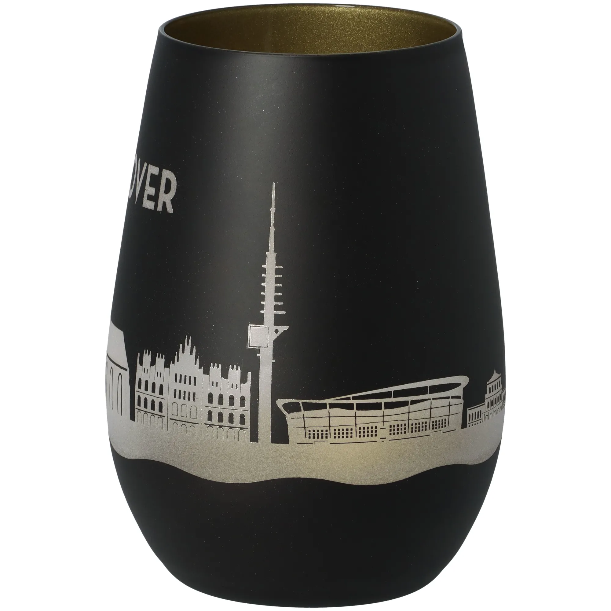 Windlicht Skyline Hannover Schwarz/Gold