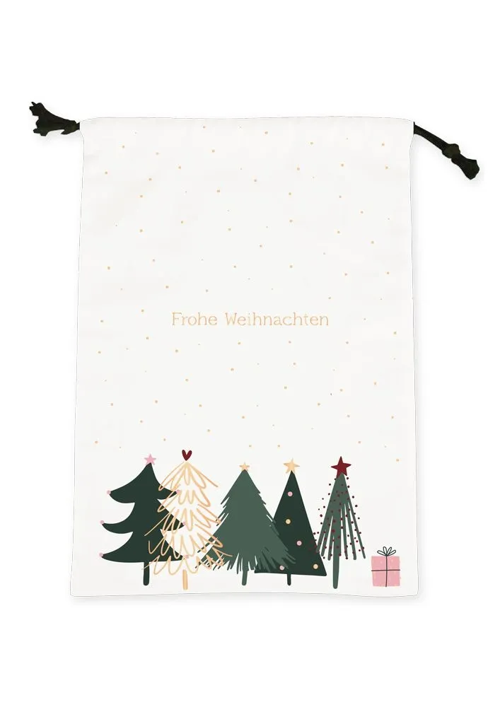 Weihnachtsgeschenkbeutel "Tannenwald", 100% Baumwolle
