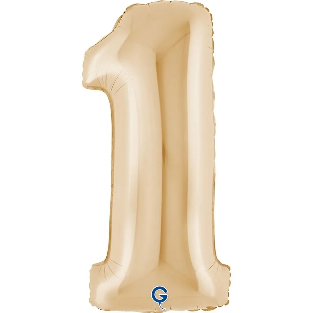 Folienballon Zahl 1 Champagner Gold 100cm