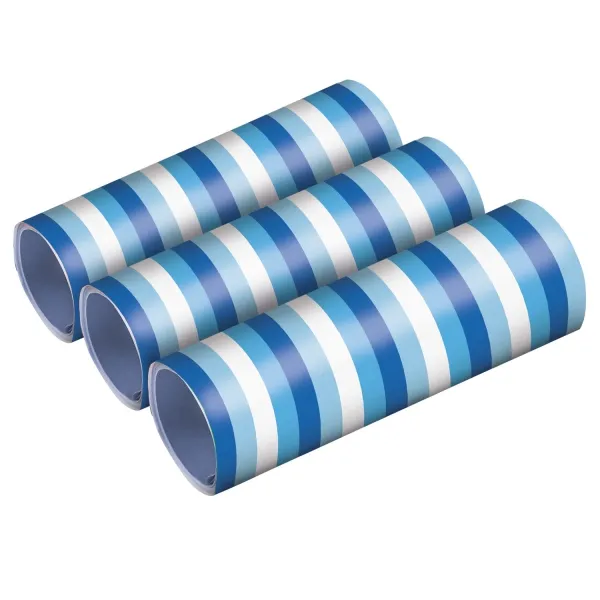 3 Luftschlangen im Set, Blau/Weiß