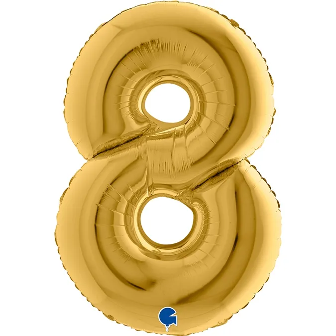 Folienballon Zahl 8 Gelbgold 100cm