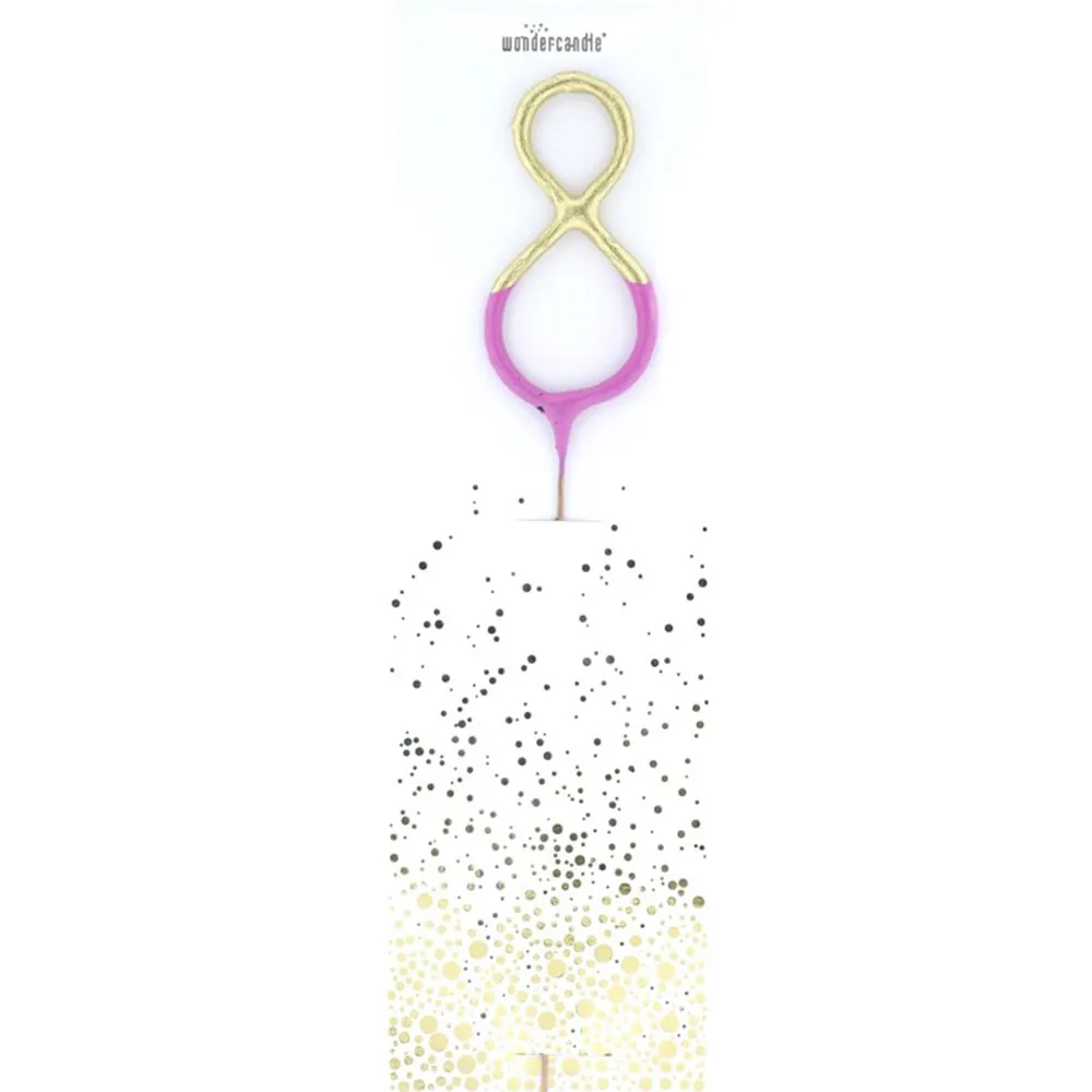 Wunderkerze Zahl "8" Gold/Pink