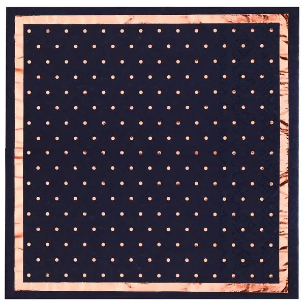 20 Servietten Navyblau/Roségold