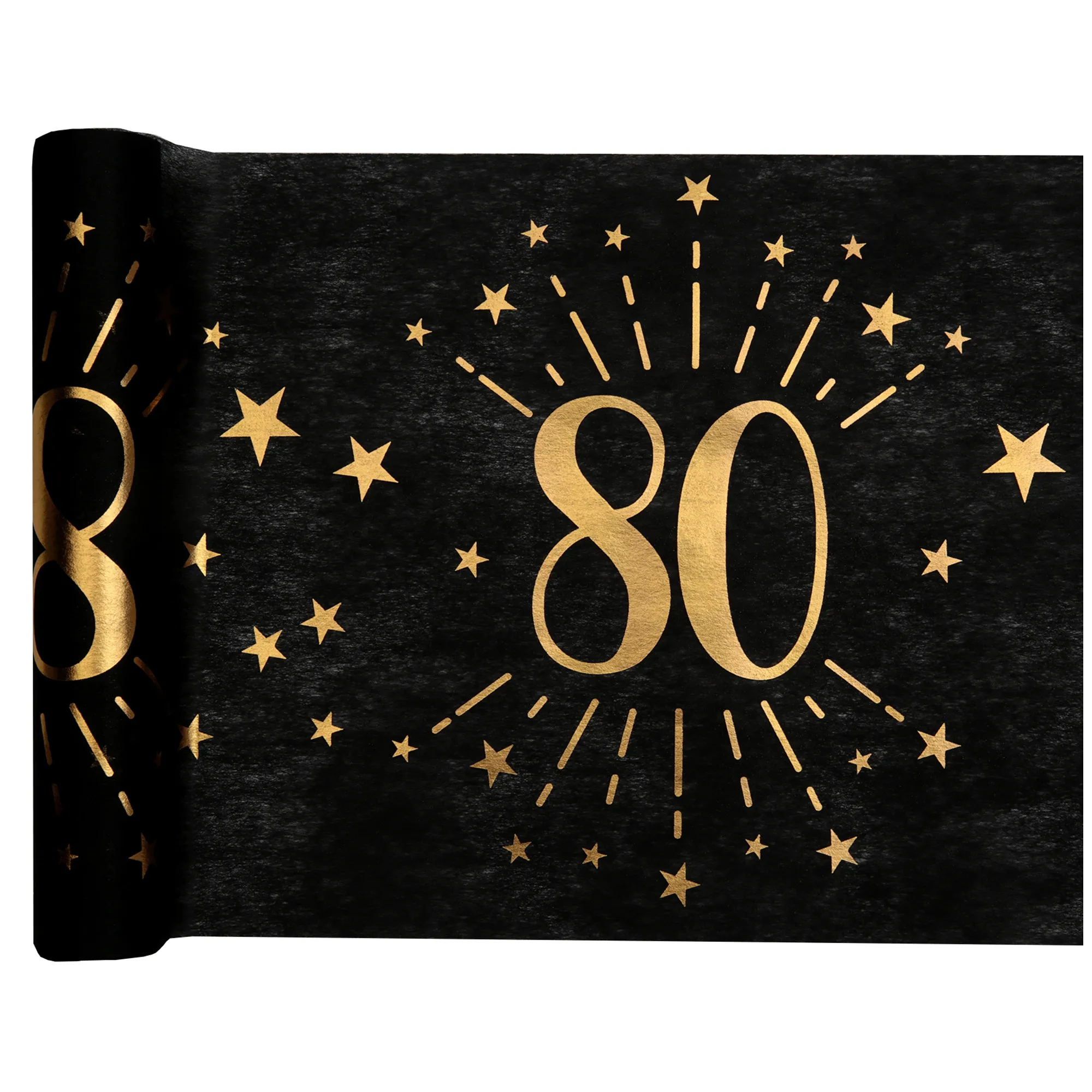 80. Geburtstag - Tischläufer, Schwarz/Gold