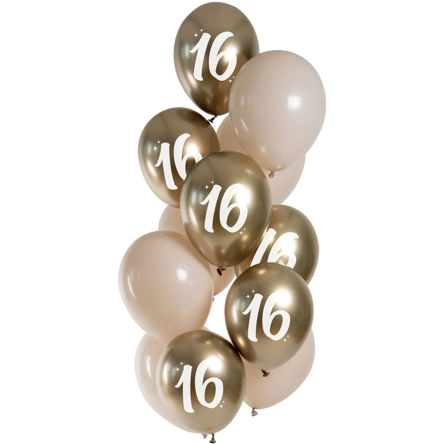 12 Latexballons im Set "Golden Latte 16 Jahre" Ø 33cm