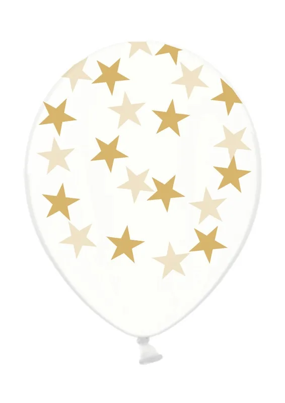 Latexballon Transparent goldene Sterne Ø 30cm