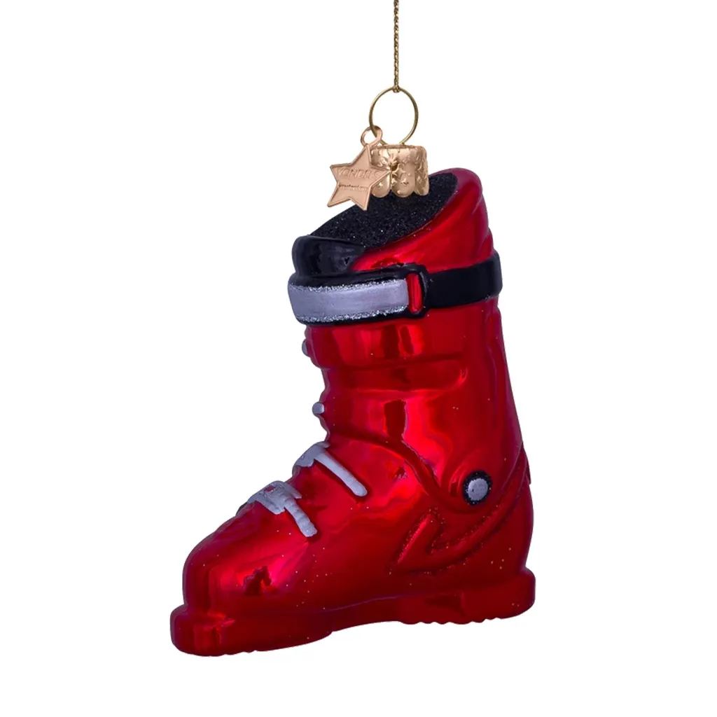 Schuh-Form, Rot, Glas/Glas-Optik, Ski-/Winterschuh, Schuh-Topper