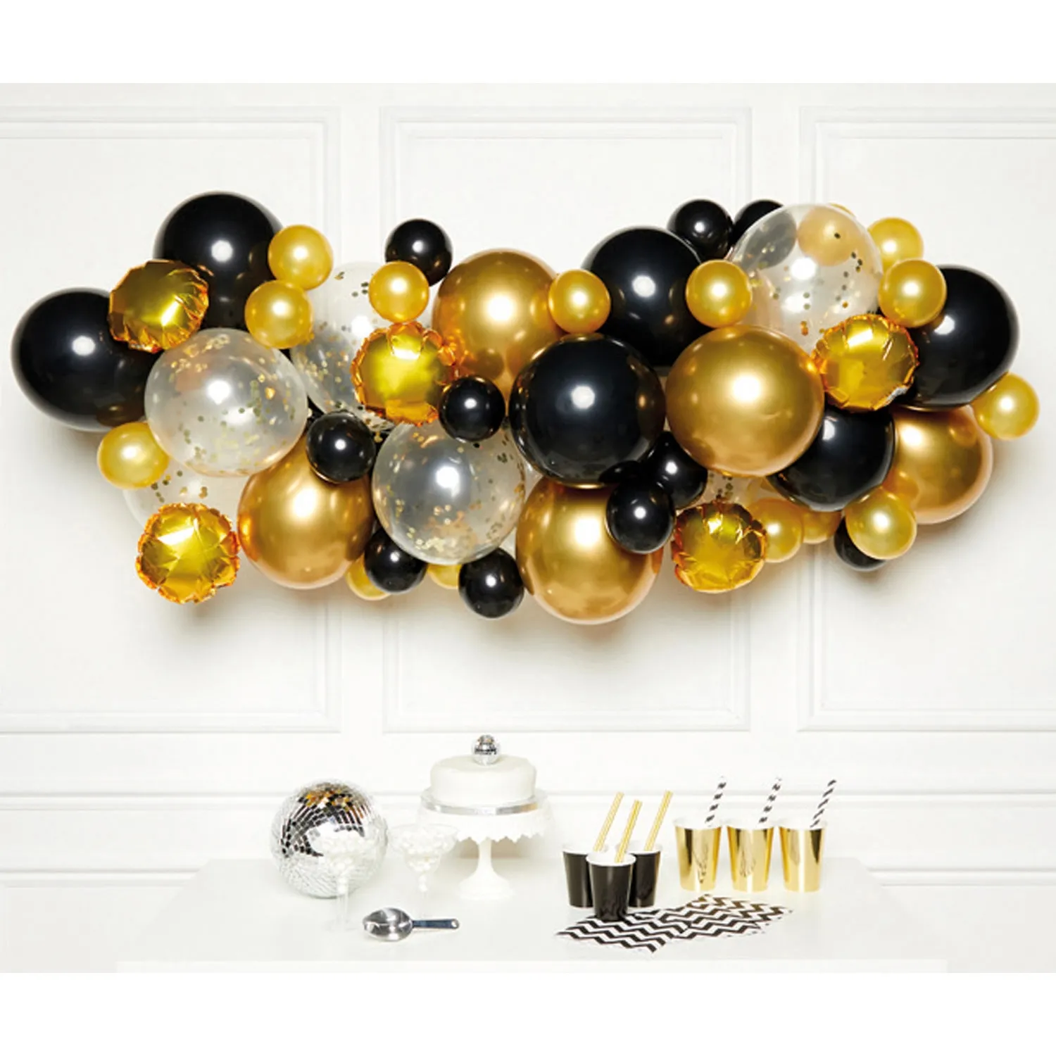 DIY Ballongirlande zum selberbauen - Schwarz / Gold