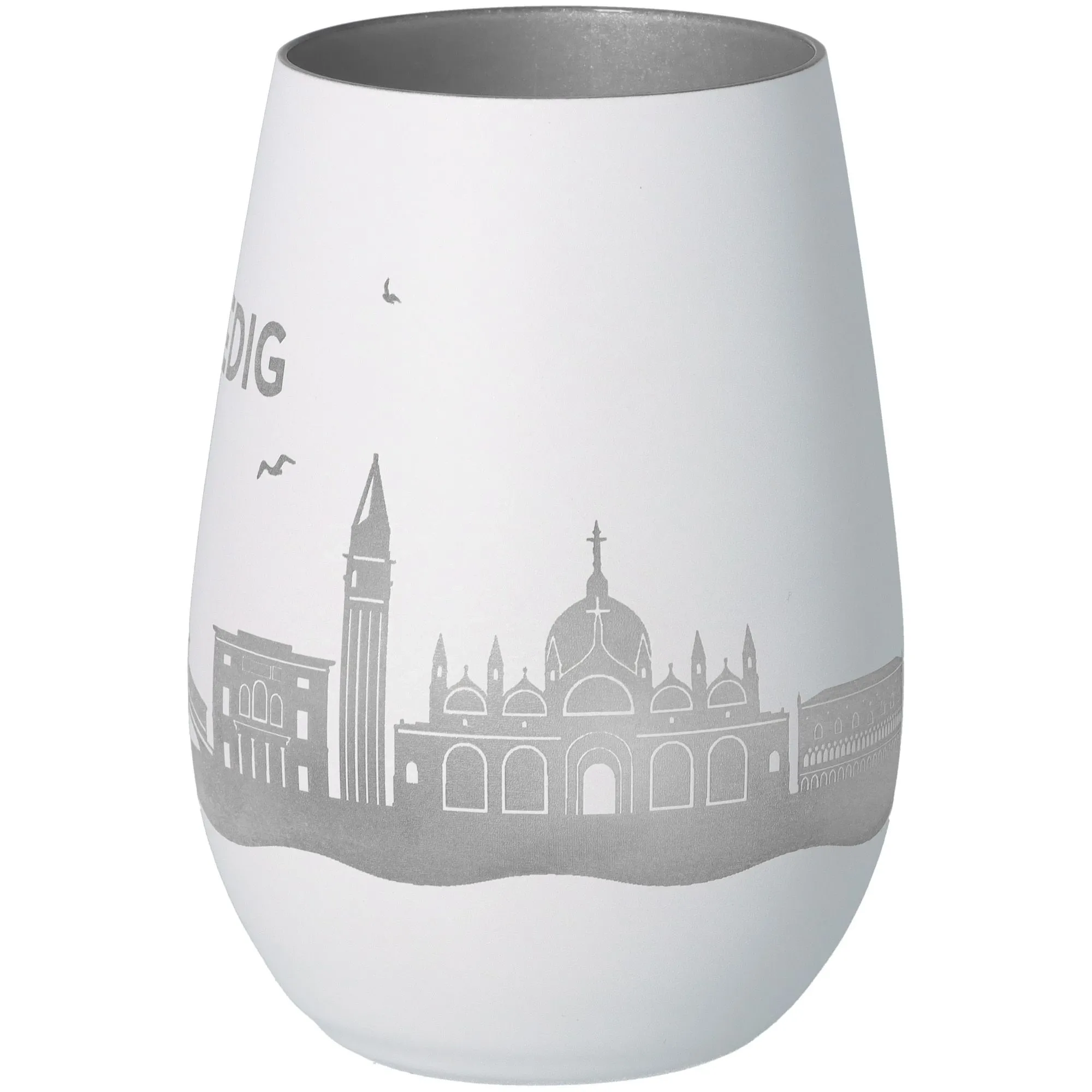 Windlicht Skyline Venedig Weiß/Silber