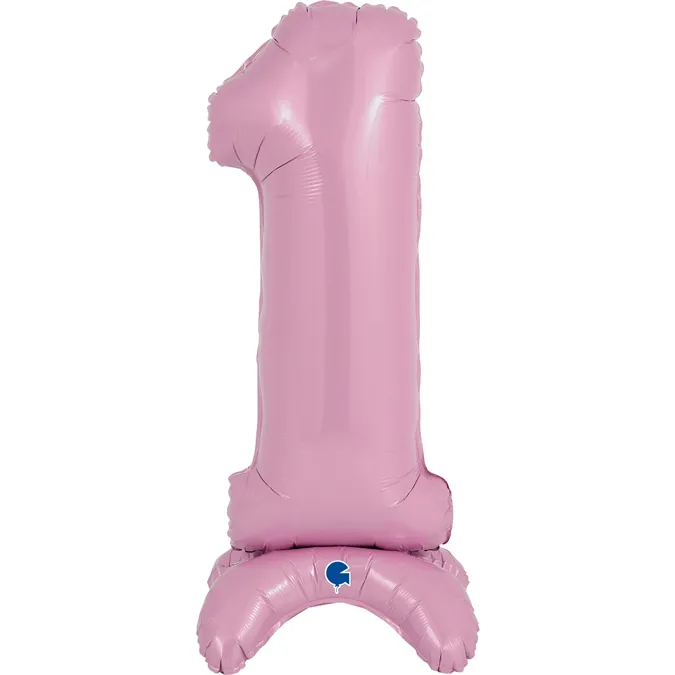 Folienballon Zahl 1 Pastell Rosa, 65cm