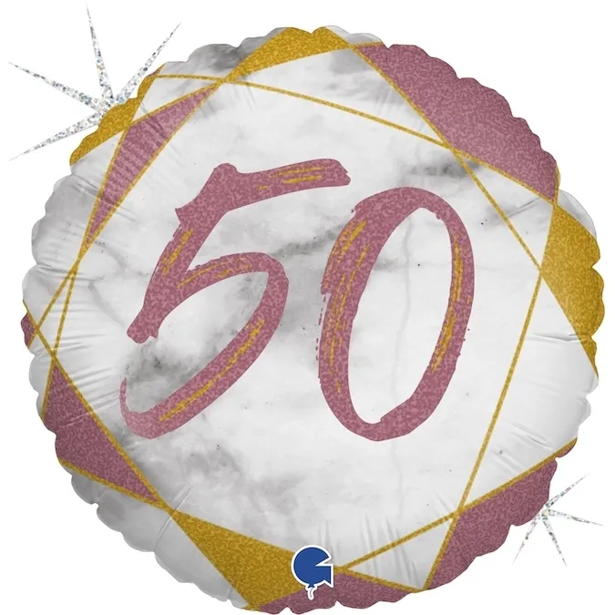 Folienballon "50" Roségold, marmoriert 45 cm