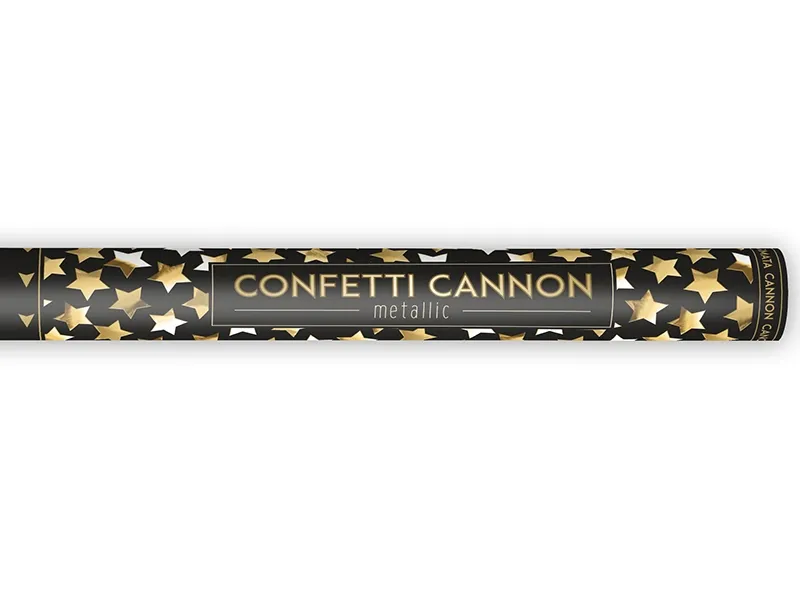 Konfetti Kanone mit goldenen Sternen, 60cm