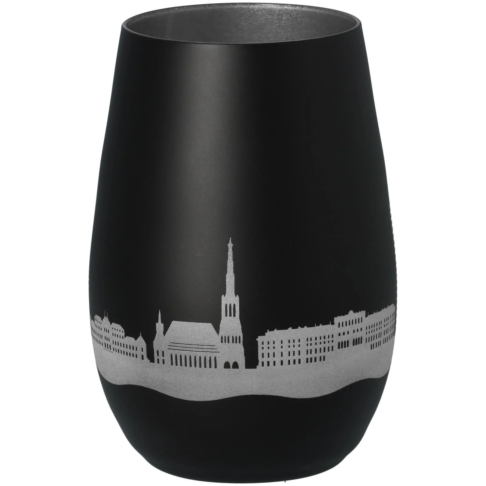 Windlicht Skyline Wien Schwarz/Silber