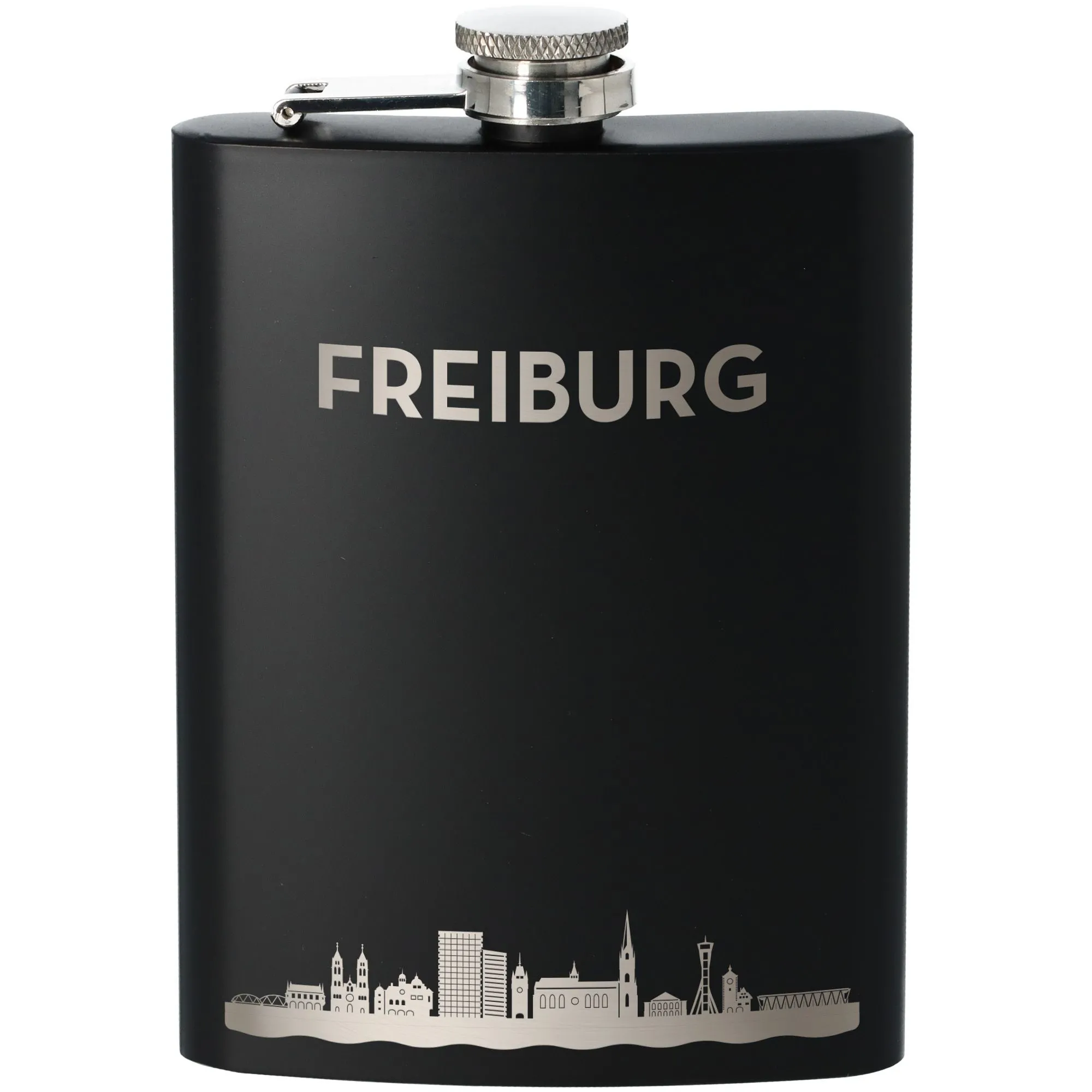 Flachmann Skyline Freiburg Schwarz 225ml