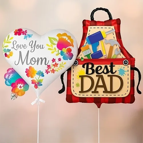 Herzballon, Love You Mom, Best Dad, Luftballon, Pädagogik Geschenkset